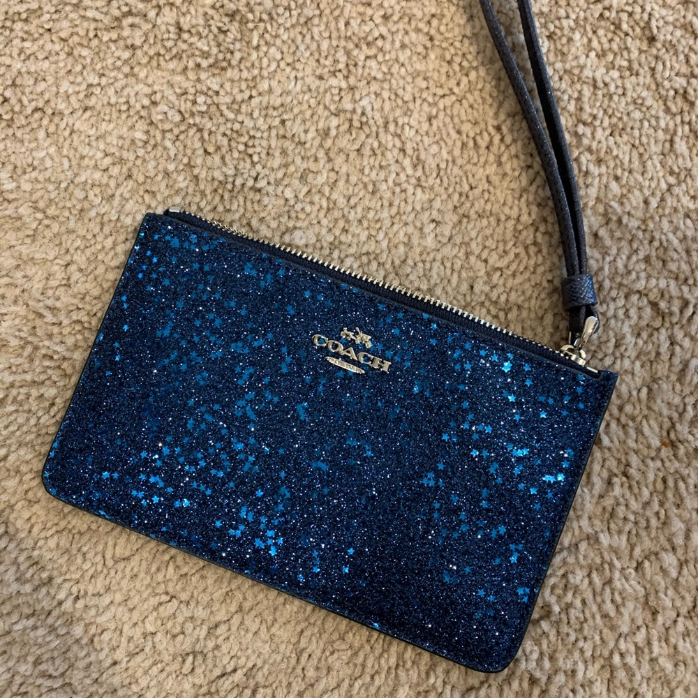 Coach Boxed Star Glitter Corner Zip Wristlet